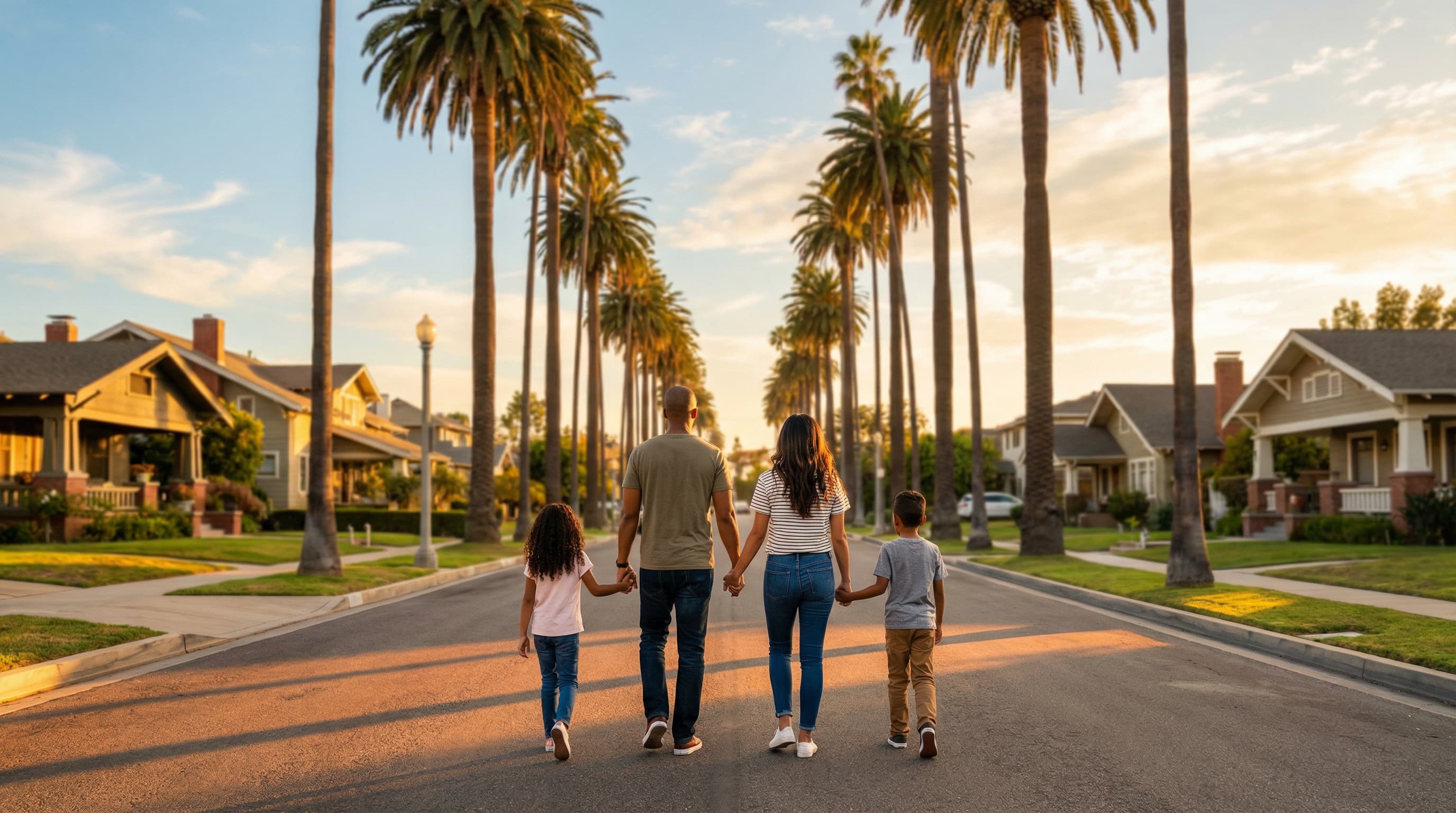 A modern, sunlit Los Angeles living room with floor-to-ceiling windows